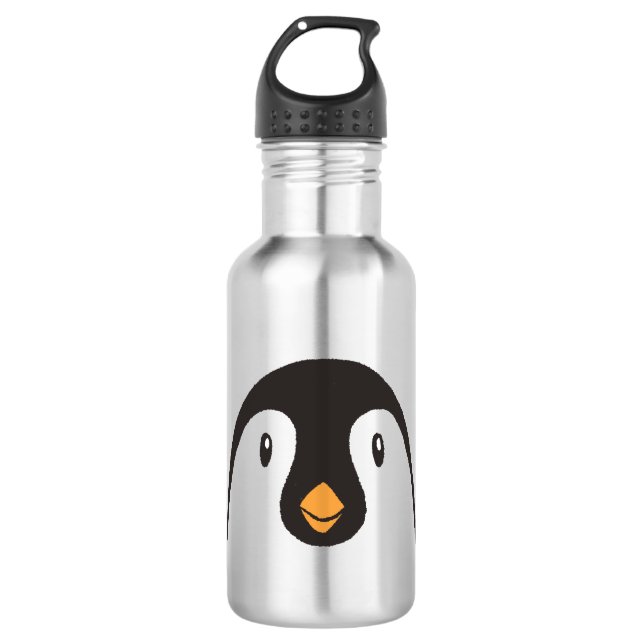 Niedliche Pinguin-Gesichter Edelstahlflasche (Vorderseite)