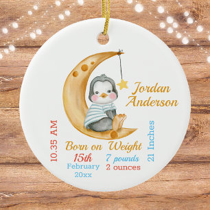 Niedliche Pinguin Half Moon Babys Keramik Ornament