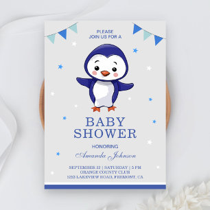 Niedliche Pinguin-Kinderdusche Einladung