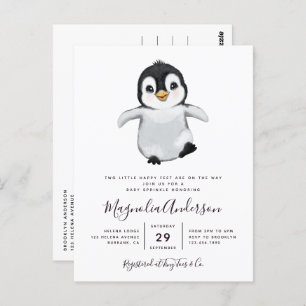 Niedliche Pinguin-Kinderdusche Einladung Postkarte
