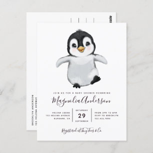 Niedliche Pinguin-Kinderdusche Einladung Postkarte