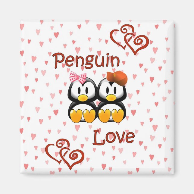 Niedliche Pinguin Liebe Herz Magnet 2 (Vorne)