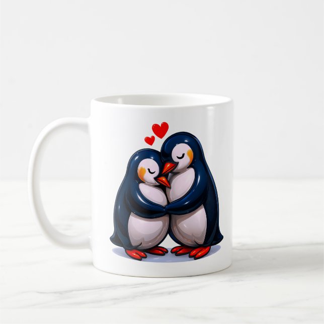 Niedliche Pinguin-Liebe Kaffeetasse (Links)