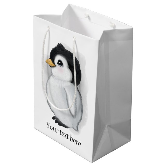 niedliche Pinguin-Liebhaber Party Mittlere Geschenktüte (Rückseite Schrägansicht)