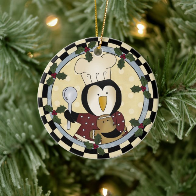 Niedliche Pinguin-Ornament Keramik Ornament (Baum)