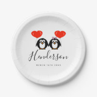 Niedliche Pinguin Pärchen Cartoon Papier Hochzeit