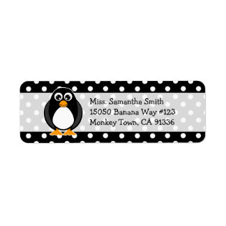 Niedliche Pinguin Polka Dot Rücksendeadressen-Aufk