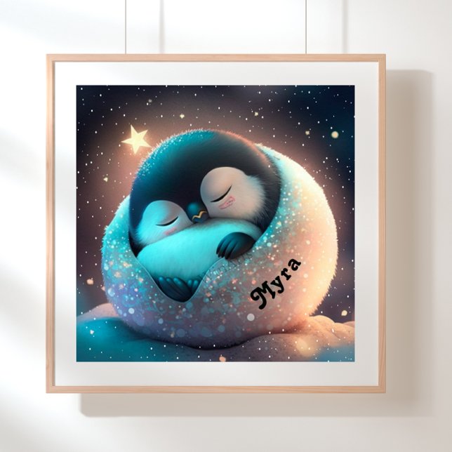 Niedliche Pinguin-Schlafstars Moon Art Kinderzimme Poster (Von Creator hochgeladen)