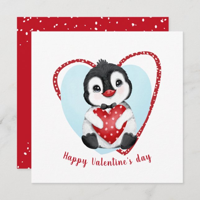 Niedliche Pinguin Valentine Tageskarte Karte (Vorne/Hinten)