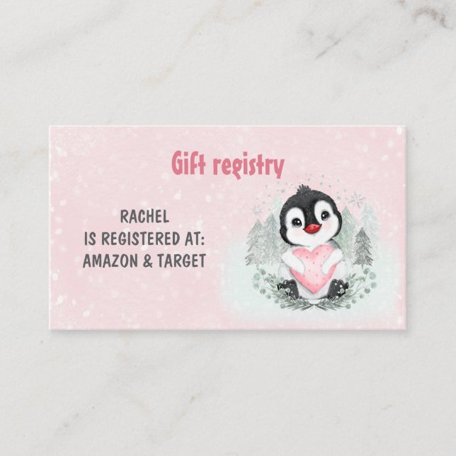 Niedliche Pinguin Winter Baby Duschgeschenkkarte Begleitkarte (Vorderseite)