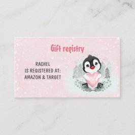 Niedliche Pinguin Winter Baby Duschgeschenkkarte Begleitkarte