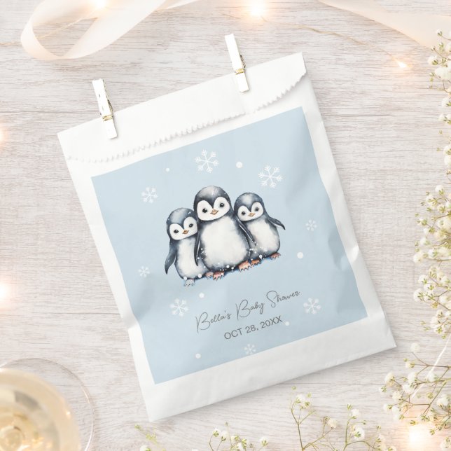 Niedliche Pinguin Winter Babydusche Geschenktütchen (Ausgeschnitten)