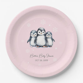 Niedliche Pinguin Winter Babydusche Pappteller