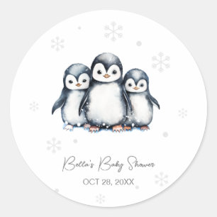 Niedliche Pinguin Winter Babydusche Runder Aufkleber