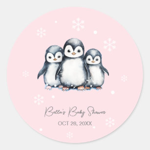 Niedliche Pinguin Winter Babydusche Runder Aufkleber