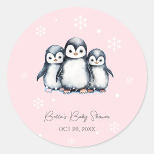 Niedliche Pinguin Winter Babydusche Runder Aufkleber