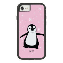 Niedliche Pinguin Winterschneeillustrierung Rosa Case-Mate iPhone Hülle