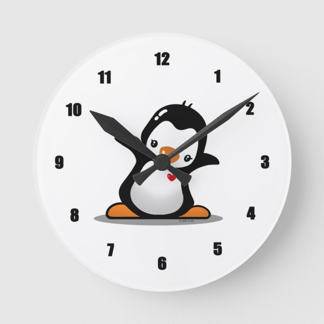 Niedliche Pinguinaluhr Runde Wanduhr (Vorderseite)