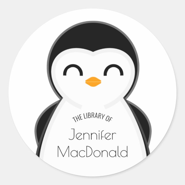 niedliche Pinguinbücher für BUCHZEICHEN Runder Aufkleber (Vorderseite)