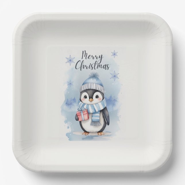 Niedliche Pinguine 2 Pappteller (Vorderseite)