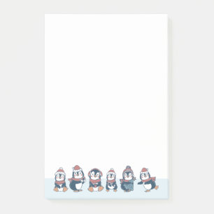 Niedliche Pinguine Border Blue Simple Illustration Post-it Klebezettel