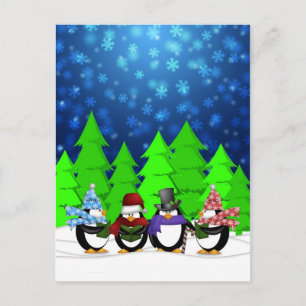 Niedliche Pinguine Carolers Postkarte