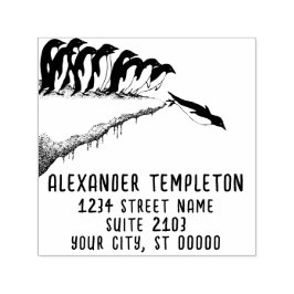 Niedliche Pinguine Cliff Diving Name Rücksendeadre Permastempel