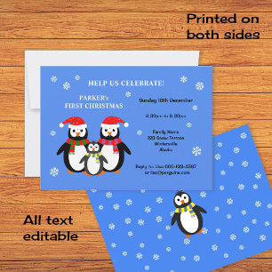 Niedliche Pinguine erste Weihnachtsfeier Party Ein Einladung