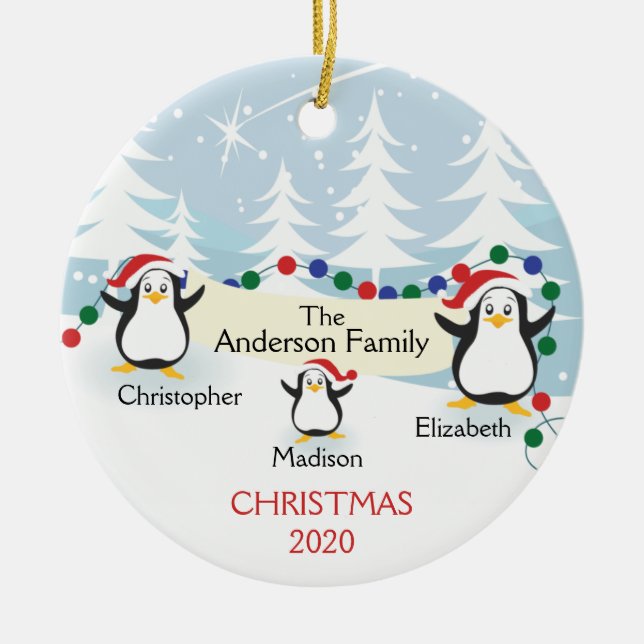 Niedliche Pinguine Familie von 3 Weihnachtsschmuck (Vorne)