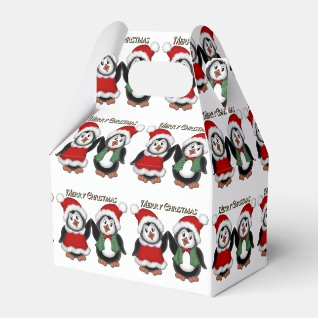 Niedliche Pinguine Frohe Weihnachtsgeschenk Box Geschenkschachtel (Vorderseite)