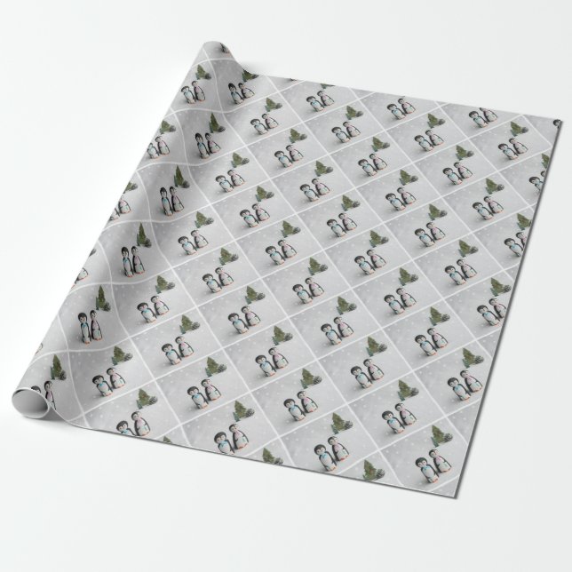 Niedliche Pinguine Geschenkpapier (Ungerollt)