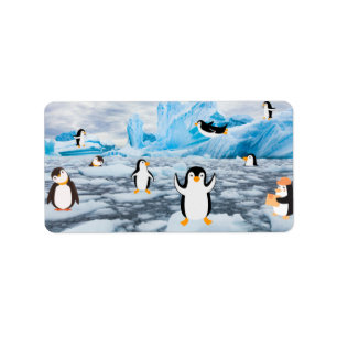 niedliche Pinguine im Antarktis Adressaufkleber