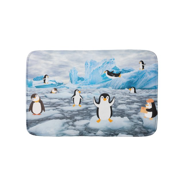 niedliche Pinguine im Antarktis Badematte (Vorderseite)