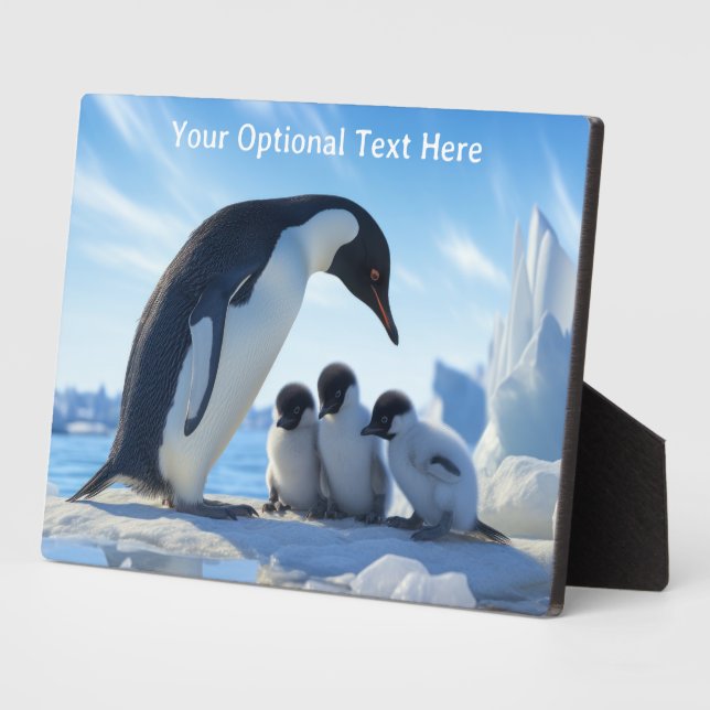 Niedliche Pinguine im benutzerdefinierten Text Fotoplatte (Seite)