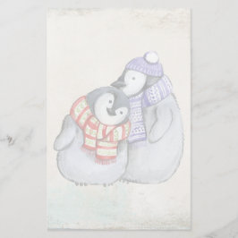 Niedliche Pinguine in Winterskarven und Hasen Briefpapier