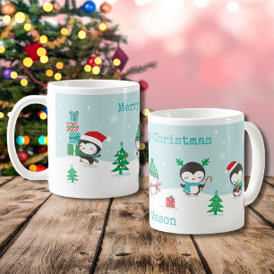 Niedliche Pinguine mit Weihnachtsgeschenken Kaffeetasse