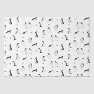 Niedliche Pinguine Monochrome Muster Seidenpapier