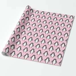 Niedliche Pinguine Muster auf hellpastellrosa Geschenkpapier
