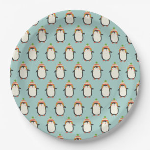 Niedliche Pinguine Pattern - Aqua Green Christmas Pappteller