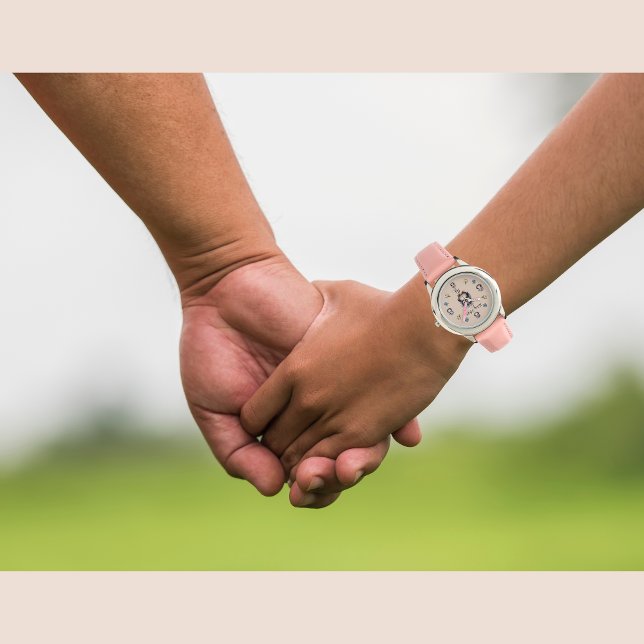 Niedliche Pinguine Rosa mit Namen und Initialen Armbanduhr (Cute penguins Girl watch, Pink, customizable name & initials.
Bilingual text. Multilingual Project.)