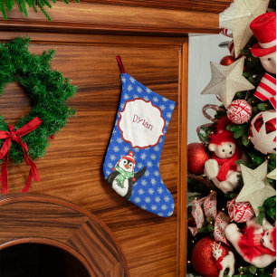 Niedliche Pinguine und Schneeflocken Mit Monogramm Kleiner Weihnachtsstrumpf