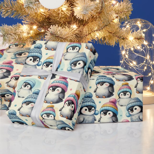 Niedliche Pinguine Weihnachten Geschenkpapier (Feiertage)