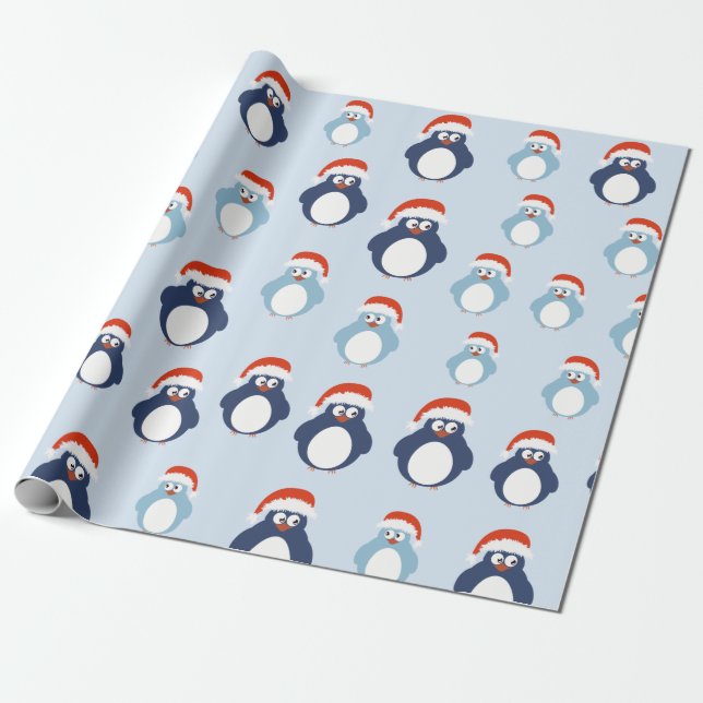 Niedliche Pinguine Weihnachten Geschenkpapier (Ungerollt)
