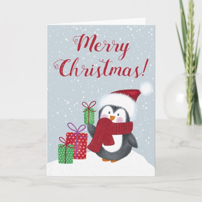 Niedliche Pinguine Weihnachten Karte (Vorderseite)