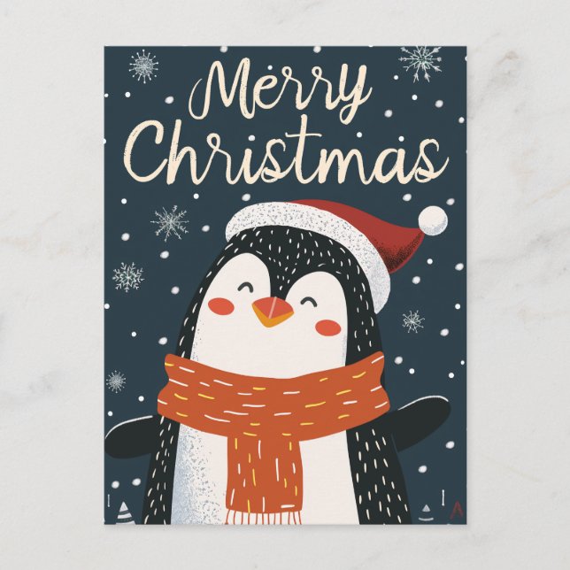 Niedliche Pinguine Weihnachten Postkarte (Vorderseite)