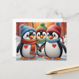 Niedliche Pinguine Weihnachten Postkarte