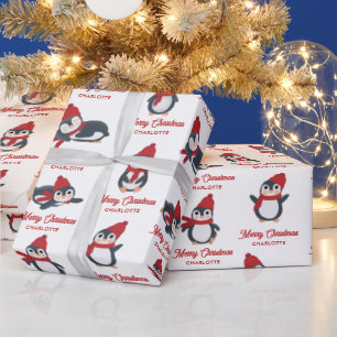 Niedliche Pinguine Winter Frohe Weihnachten Indivi Geschenkpapier