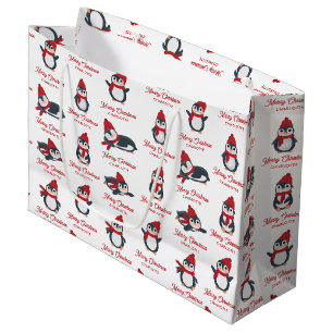 Niedliche Pinguine Winter Frohe Weihnachten Indivi Große Geschenktüte