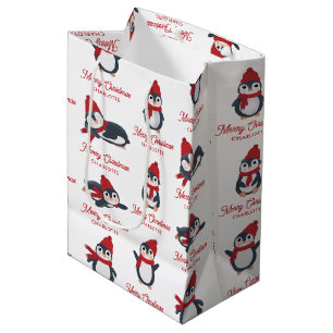 Niedliche Pinguine Winter Frohe Weihnachten Indivi Mittlere Geschenktüte