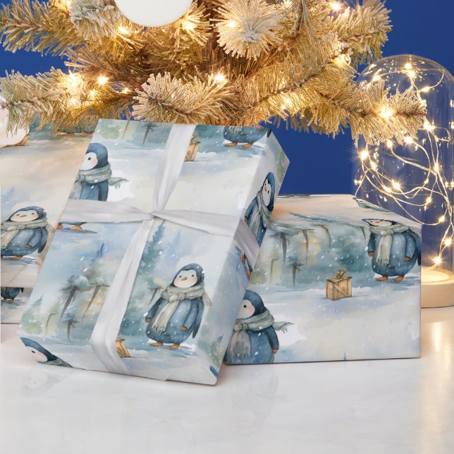 Niedliche Pinguine Winterdesign, wie zum Thema gem Geschenkpapier (Feiertage)